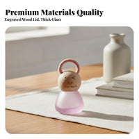 Gold Bean Storage Bottle Miniature Size Wooden Lid Mini Jar Cute Doll Figure Bottle House Decoration for Desktop, Shelf Display