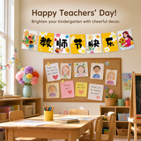 Happy Teacher's Day Decorative Banner for Classroom and Event Backgrounds
