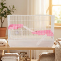 Large Hamster Cage 23 Double Layer Large Castle (Includes Water Bottle/Food Bowl/Running Wheel), Iron Transparent Hamster Cage for Small Pets