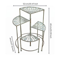 Four-Tier Plant Stand Openwork 4 Tier Plant Stand Floral Cutout Potted Bloom Display Rack for Balcony