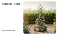 European Design Wrought Iron Flower Stand Weather Resistant Flower Obelisk Support Sturdy Metal Flower Trellis Decorative for Gardeners, Homeowners, Balcony, Outdoor, Patio, Indoor