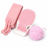 Mesh Loofah and Glove Bath Set for Shower, Exfoliating Scrubber with Long Back Strap for Adults, Blue Accessories