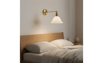 Brass Wall Lamp Foldable White Glass Shade Sconce for Study