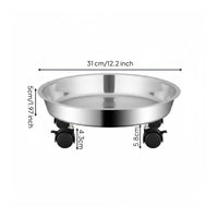 Universal Wheels Stainless Steel Pot Stand Movable Rolling Plant Stand Rust Resistant Wheeled Plant Stand 360 Degree Rotating