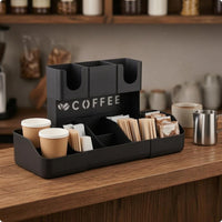 Coffee Bar Organizer Matte Finish Divided Storage Rack Open Multi Section Open designCompartment