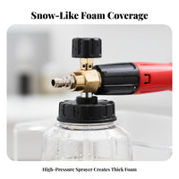 High Pressure Foam Dispenser Wide Mouth Bottle Thick Foam Dispenser 1/4 Inch Quick Connect Pressure Washer Soap Dispenser for DIY Enthusiasts