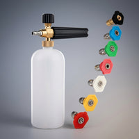 Car Cleaning Kit with Spray Bottle and Soap Dispenser, 7 Piece Car Wash Foam Sprayer and Foam Lance, Alloy Quick Release Set, 16.5cm Length
