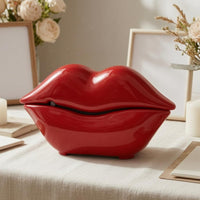 Rechargeable Lip-Shaped Voice Message Device Glossy Red Tabletop Voice Message Box Plastic Home Gadget Re-Recordable