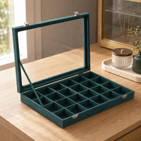 Transparent Cover Velvet Jewelry Box Metal Clasp Display Jewelry Box Flocked Textile Accessory Storage Rectangular