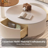 Cream aesthetic artistic two-partlevel Round accent Table Minimalist home design Furniture Sturdy Construction abrasion-resistantResistant for residents, Interior Designers, Adults, Living Room, Lounge Area, Office