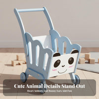 Wooden Young Child Shopping Cart Wood Animal Push Pusher Smooth Polished Edges Wooden Infant Pusher for Young Children, Infants