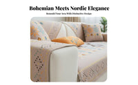 Non-Slip Backing Bohemian Design Aesthetic Sofa Pad Year-Round Comfort Couch Cover Machine Washable Home Textile Skin-Friendly for Decor Enthusiasts, Homeowners, Families with Kids, Living Room, Lounge Area