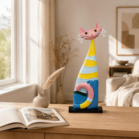 Abstract Cat Sculpture Elegant Nordic Cat Figurine Modern Home Decoration for Entryway