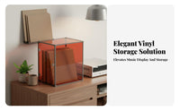 LP Album Storage Box Minimalist Design Vinyl Record Storage Box Dustproof Acrylic LP Display Case for Audiophiles, Desktop, Bookshelf