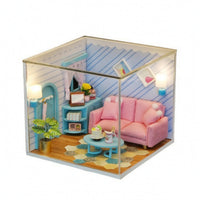DIY Miniature House with Dust Cover Creative Miniature Room Set Collectible Model for Shelf