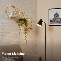 Nordic Design Iron Art Wall Hanging No-Drill Installation Geometric Metal Wall Rack Decorative Geometric Hanging Shelf Easy to Hang for Living Room, Bedroom, Entryway