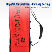 Universal Ski Bag with Wheels, Wet/Dry Separation, Dual Shoulder Straps, Compartment Design, Airline Approved, Large Capacity,