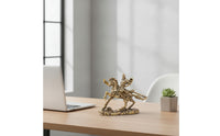 Guan Gong Figurine Brass Guan Gong Statue Antique-Style Mounted Fighter Figurine for Collectors, Car Interior, Office, Paperweight