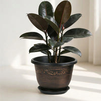 Plant Pots and Planters Outdoor, Large Flower Pots with Saucer, Classical Style Resin Container for Indoor Plants, Home Office and Garden Decor
