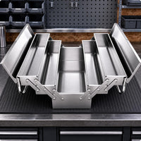 Three-Layer Tool Box Reflective Stainless Steel Tool Box Folding Metal Toolbox Rust Resistant Portable Organizer Easy to Clean