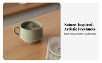 Kiln-Altered Glaze Retro Ceramic Coffee Cup Ideal Gift Vintage Coffee Cup Saucer Set New Chinese Design for Coffee Professional S, Adults
