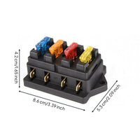 Transparent Cover Four-Way Blade Fuse Holder Metal Terminals Standard Blade Fuse Holder Mounting Base Automotive Electrical Part Screw Mount