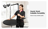Pet Grooming Table Arm Multi-Functional Grooming Table Dryer Stand Metal Construction Hands Dryer Holder for Home Groomers, Dehydrating