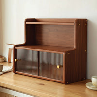 Stepped Cabinet with Sliding Doors L-Shaped Countertop Cabinet Translucent Furniture for Kitchen