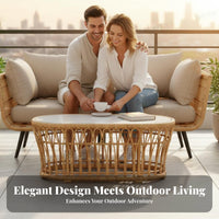 4 Pieces 4-Piece Woven Chat Group Weather-Resistant Patio Set Includes pads Outdoor Furnishing for Hosts, Homeowners, Balcony, Courtyard, rearyard