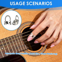3 Pieces Easy to Bend Metal Adjustable Finger Picks Sturdy Stainless Steel Finger Picks Lightweight Instrument Accessory for Musicians, Beginners, Practice, Performance