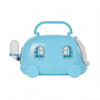 Built-in Handle Car-Shaped Hamster Cage Clear Front Access Door Plastic Hamster Carrier Cage Metal Grid