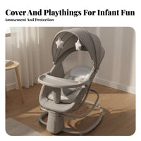 Automatic Rocking 4-in-1 Electric Cradle Adjustable Backrest Electric Baby Bouncer 5-Point Safety Harness Infant Seat Portable Design for Newborns, New Mothers, Nursery, Rest Time, Playtime, Living Room