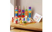 Safe Wooden Sorting Toy with Fishing Game Early Learning Geometric Shape Stacker with Fishing Rod Preschool Matching Game Child-Led for Playroom