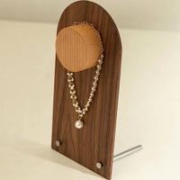Raised Peg Wooden Necklace Display Stand Metal Feet Walnut Necklace Display Stand Tabletop