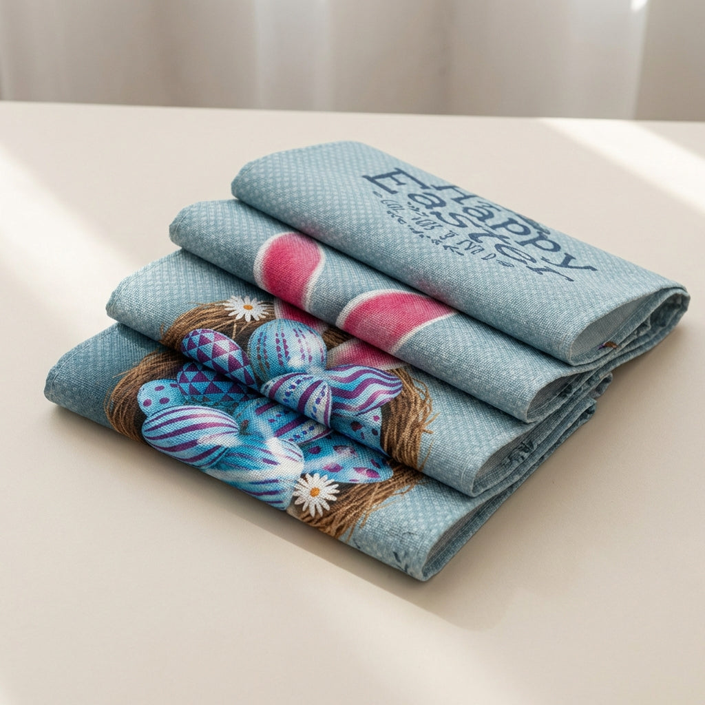 Easter Table Runner Linen Look Material Hare Pattern Table Runner Heat Insulating Holiday Dining Decoration for Families, Event Planners, Kitchen