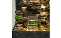 Feng Shui Water Wheel Water Feature LED Lighting Artificial Geological Feature Screen Air Humidifying Feng Shui Water Water Feature for Reception Area