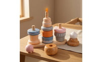 Wooden Dessert Stacker Pastel Colors Wooden Ice Cream Toy Imaginative Role Play Children's Activity