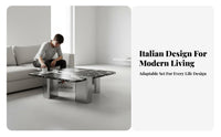 2 Pieces Minimalist Italian Design Marble Top Table Set Space-Saving Nesting Coffee Table Set Stable Support Modern High Low Coffee Tables Rounded Safety Corners for Apartment Dwellers, Interior Decorators, Adults, Living Room, Lounge Area, Small Areas