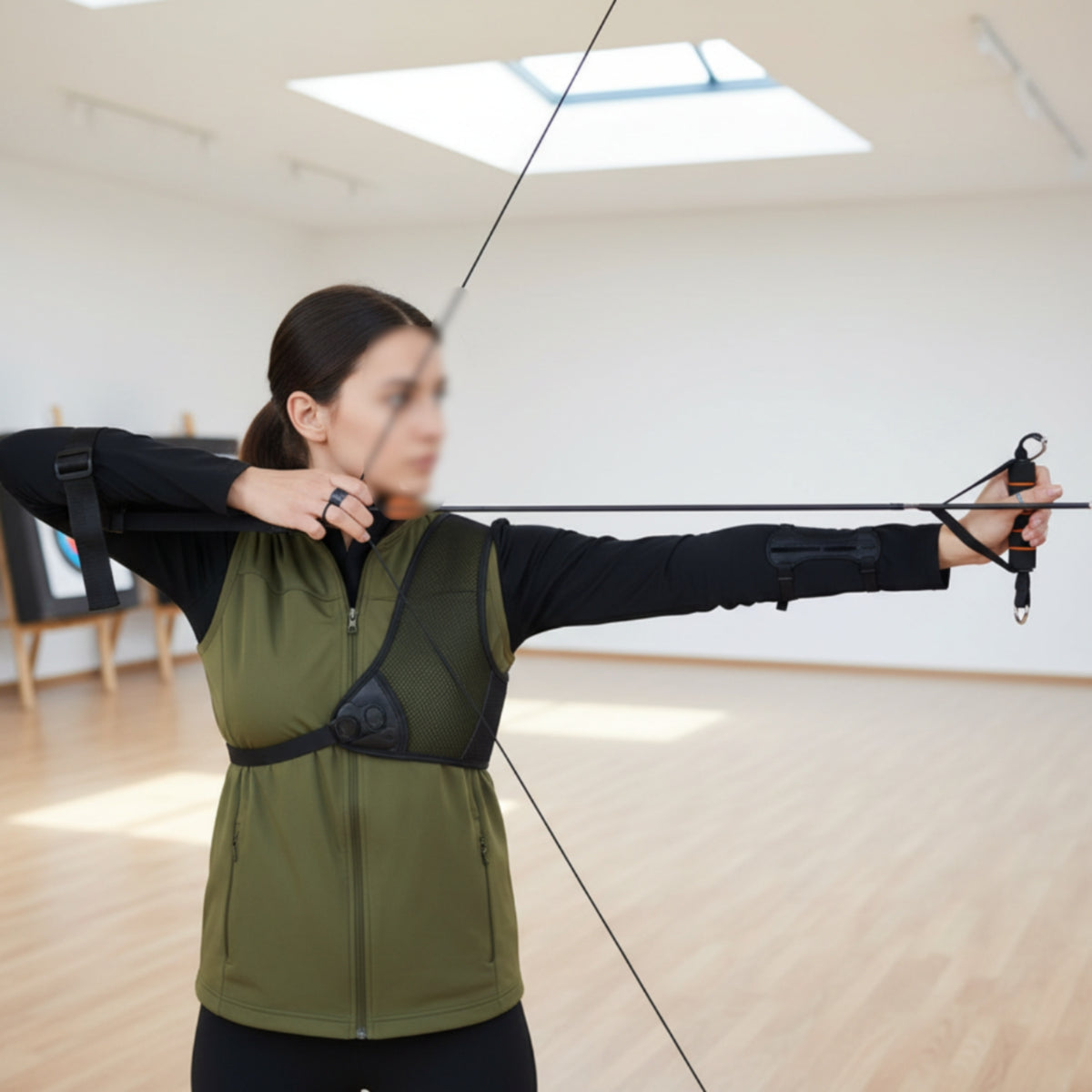 Padded Back-Tension Coach Adjustable Target-Shooting Training Device Foam Handle Draw Training Aid Latex Tube
