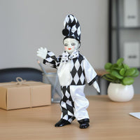 Porcelain Clown Doll Handmade Harlequin Clown Figure Collectible Harlequin Figure for Collectors