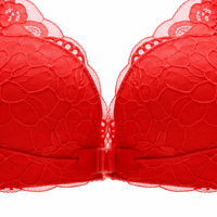Front Closure Bra with Lace Design for Plus Size Women, Full Coverage Hook Everyday for Summer Wear, Breathable Graduated Padding