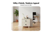 Modern Design 2-Drawer Bedside Chest 0 Formaldehyde Added Bedroom Furniture Rounded Corners Nightstand Spacious Storage for Children, Families, Homeowners, Guest Room, Nursery