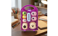 Paper Craft Tool Kit with Container Shape Stamper Set with Storage Case Easy to Use Paper Hole Punch Set for Students, Card Making