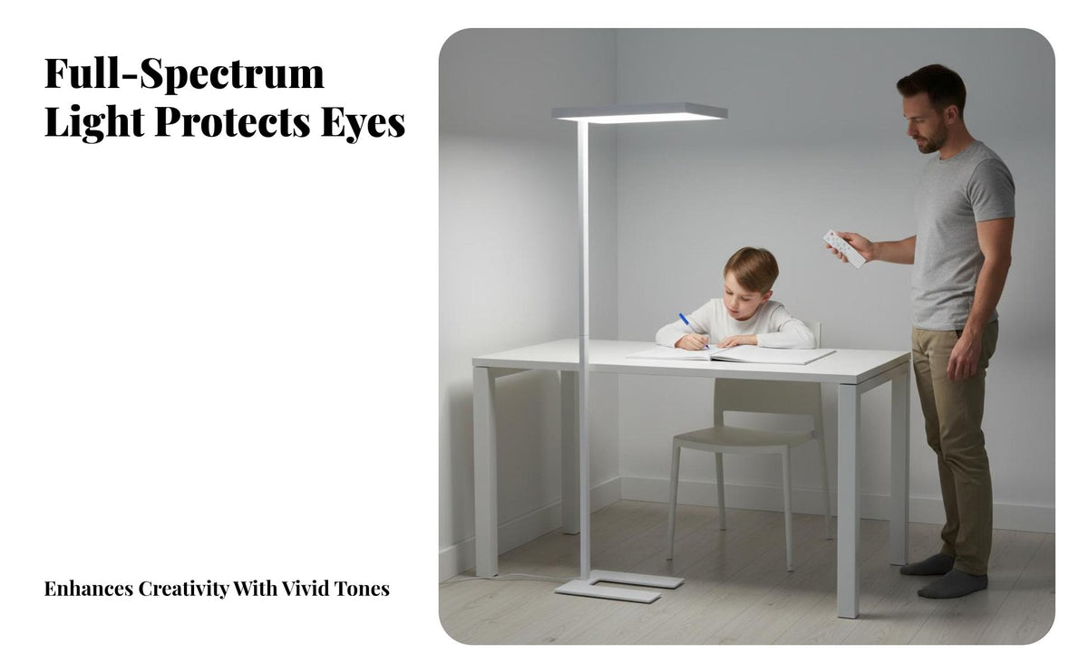 Full Color Range Floor Lamp Flicker Full Color Range Study Lamp High Color Rendering Upright Piano Light for Children, Students, Classroom, Bedroom