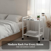 With Wheels Rolling Shelf Single Single-Tier Multi-Purpose 2-Tier Rolling Shelf Space-Saving Side Table Versatile for Homeowners, Apartment Dwellers, Office Workers, Living Room, Bedroom, Small Areas, Kitchen