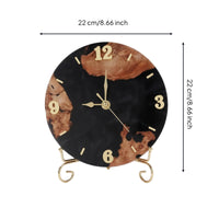 Analog Clock with Stand Marbled Bonded Resin and Lumber Clock Decorative for Living Room, Office