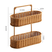 Wall-Mounted Woven Organizer Basket Rounded Edges Wall-Mounted Storage Rack Versatile for Home