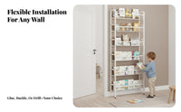 Space-Saving Narrow Unrestricted Standing Bookcase Slim Design Multi-Tier Unrestricted Standing Rack Minimalist Design Shelf Unit Versatile Use for Apartment Dwellers, Decor Enthusiasts, Small Areas, Behind Doors, Study Room, Bedroom