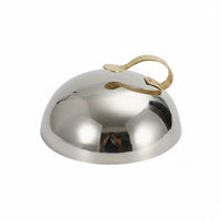 Heat-Resistant Handle Teppanyaki Grill Lid Uncoated Hammered Dome Cover Multipurpose Stainless Steel Food Dome Dust and Fly Protection for Restaurant