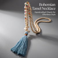 Bohemian Wood Bead Necklace for Women, Hand-beaded Turquoise Shell Tassel Pendant, European American Style Fashion Commute Jewelry, 81cm+